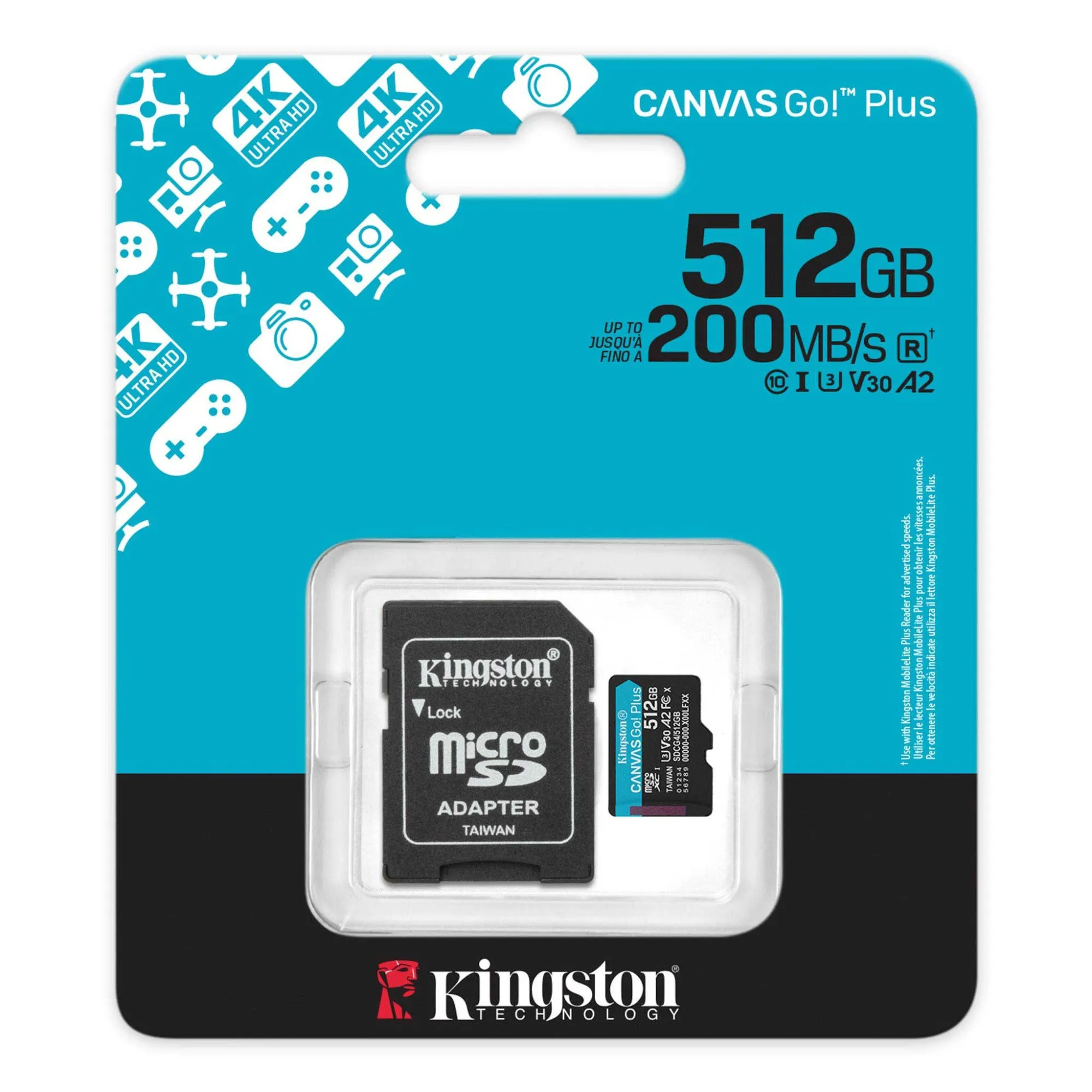 Карта памяти MicroSD 512GB Class 10 U3 Kingston SDCG4/512GB — фото 1