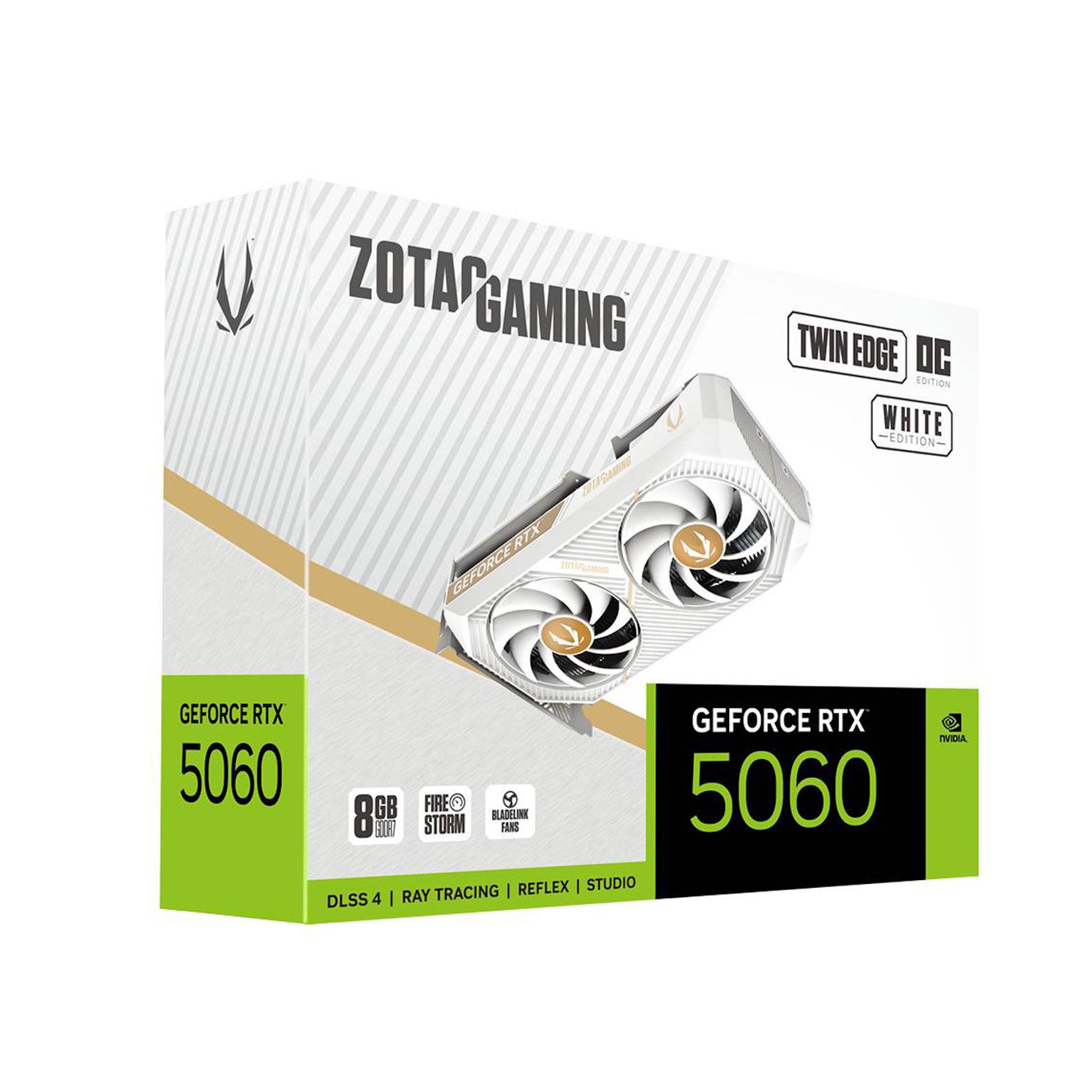 Видеокарта ZOTAC RTX 5060 TWIN EDGE WHITE OC (ZT-B50600Q-10M), 8Gb/128 bit, HDMIx1+DPx3, PCIe5.0