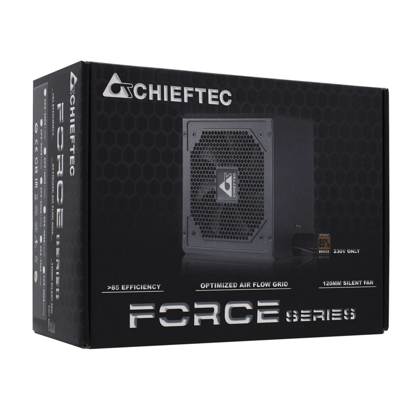 Блок питания ATX Chieftec FORCE CPS-550S, 550W, Active PFC (0,9), FAN120mm, ATX2.3 — фото 3