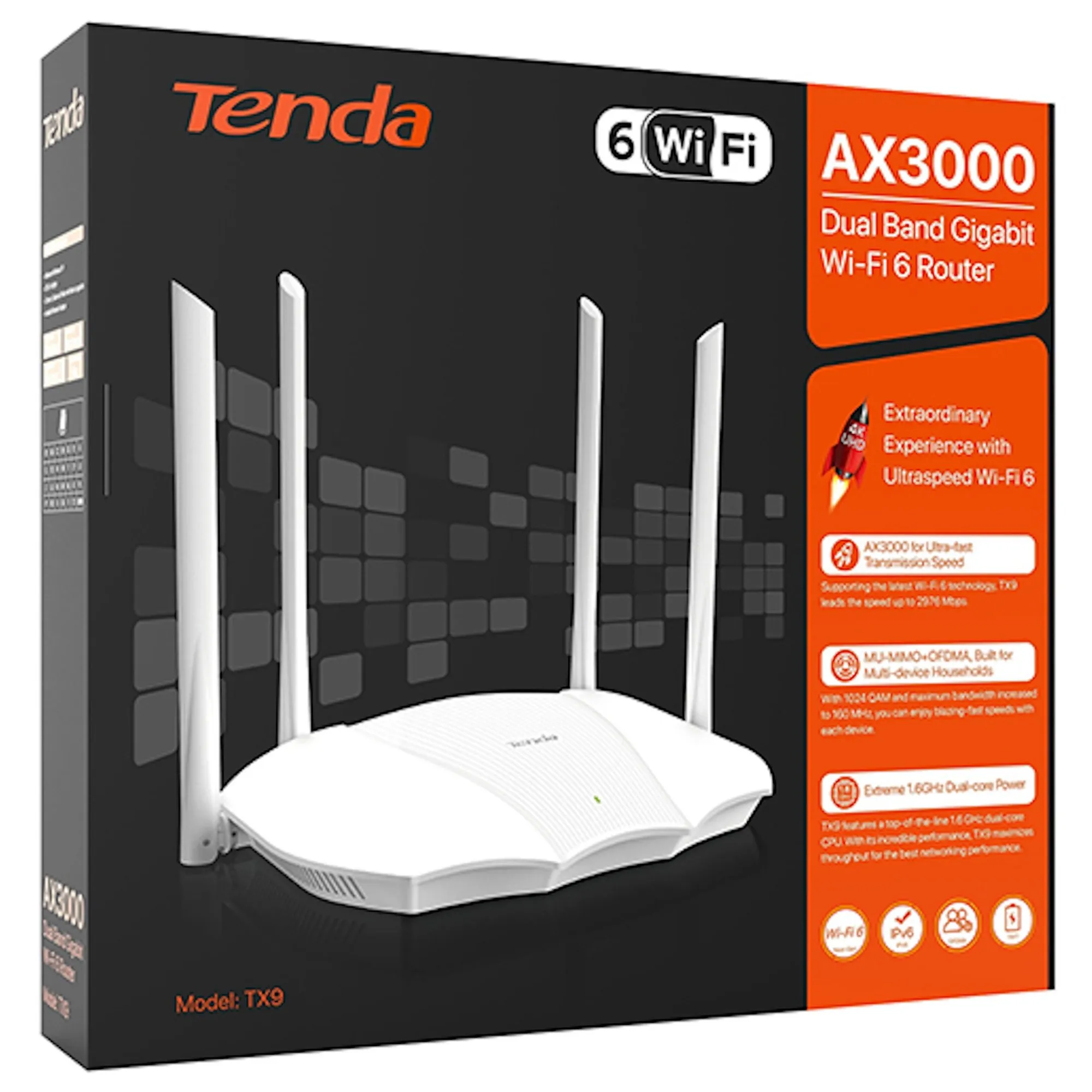 Беспроводной маршрутизатор Tenda TX9, Wi-Fi 6, AX3000 (574+2402 Мбит/с), WAN, 4xGLAN, 20+23dBm — фото 5