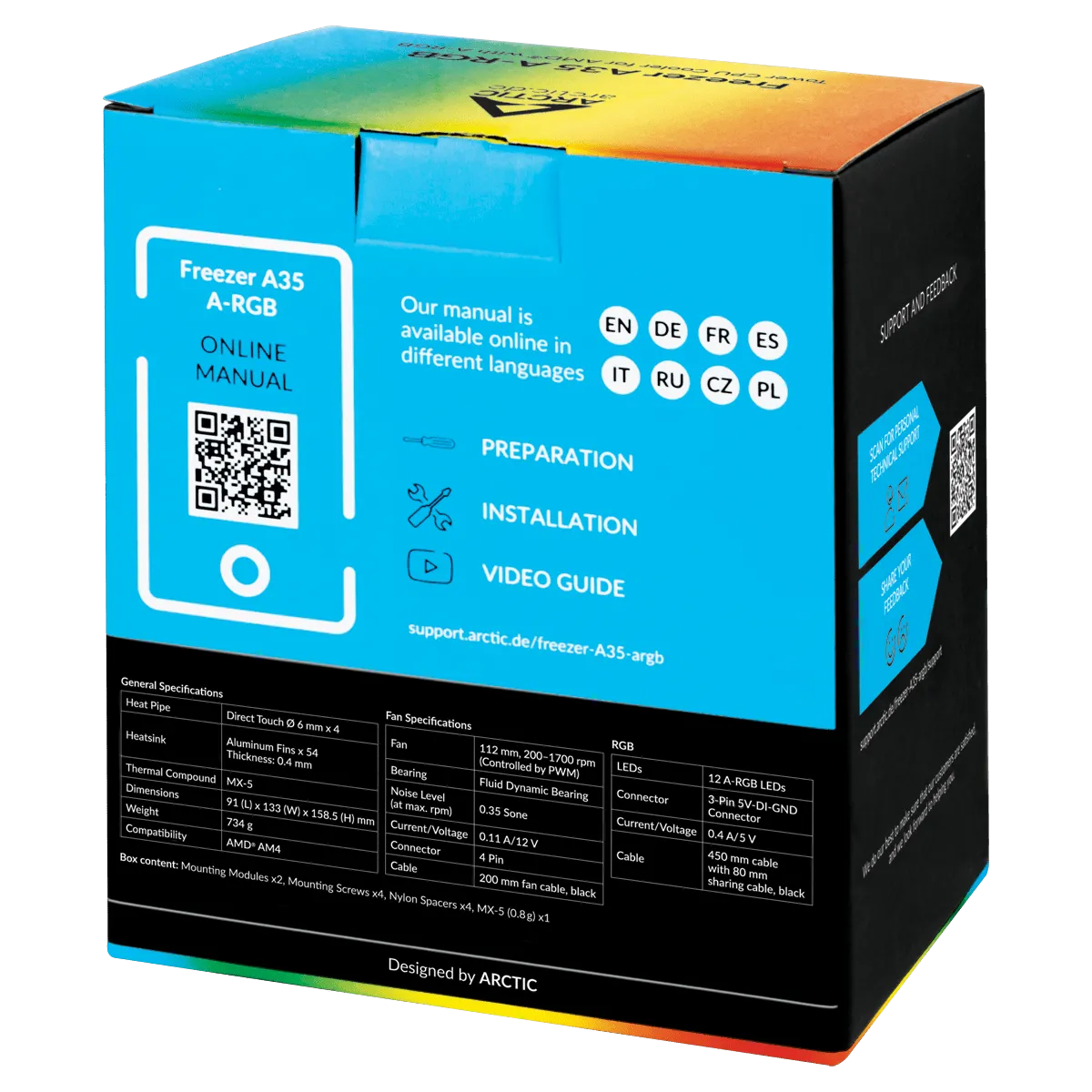 Кулер для процессора ARCTIC Freezer 36 A-RGB (Black), ACFRE00124A, S1851/1700/AMD4/5, 200-2000rpm — фото 5