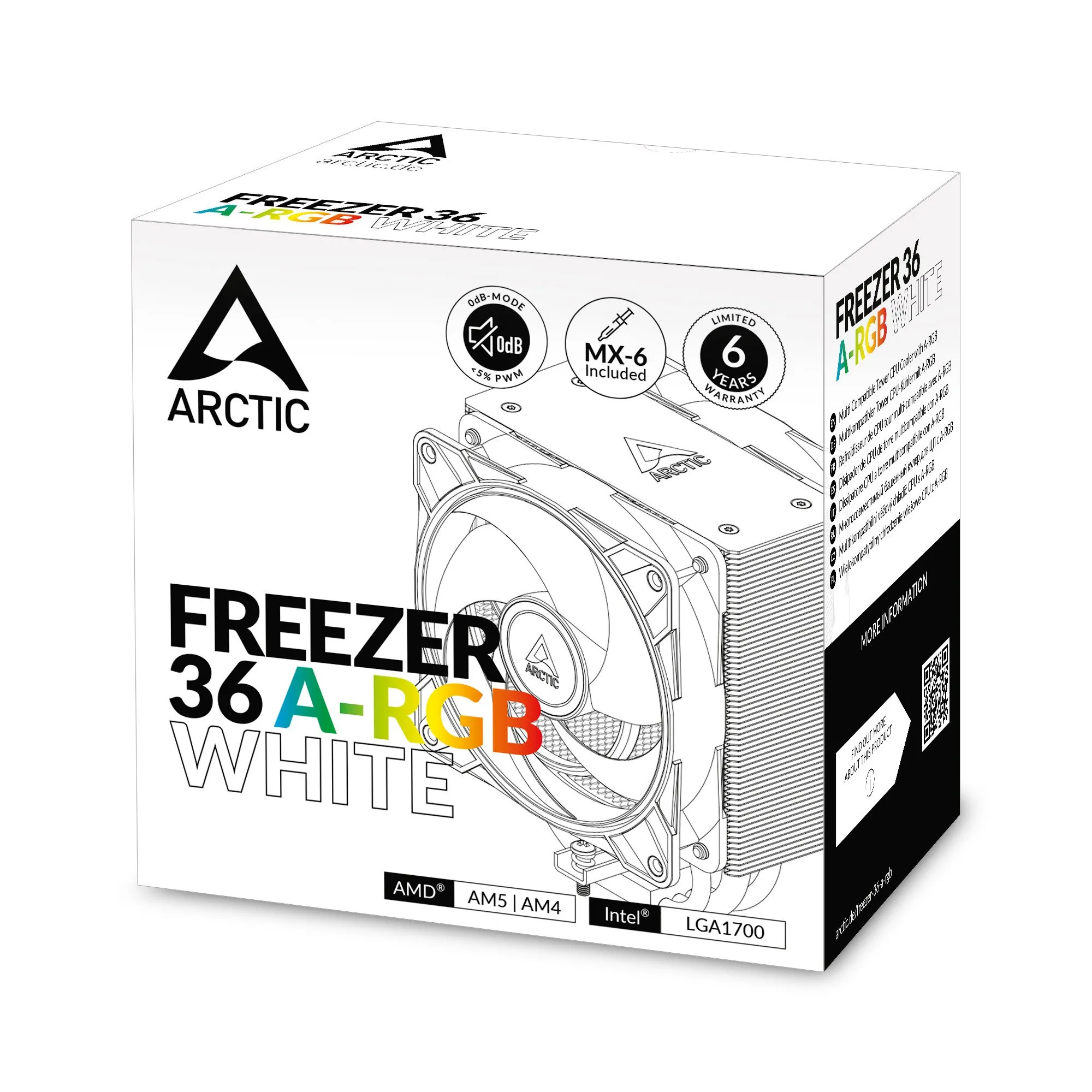 Кулер для процессора ARCTIC Freezer 36 A-RGB (White), ACFRE00125A, S1851/1700/AMD4/5, 200-2000rpm — фото 7