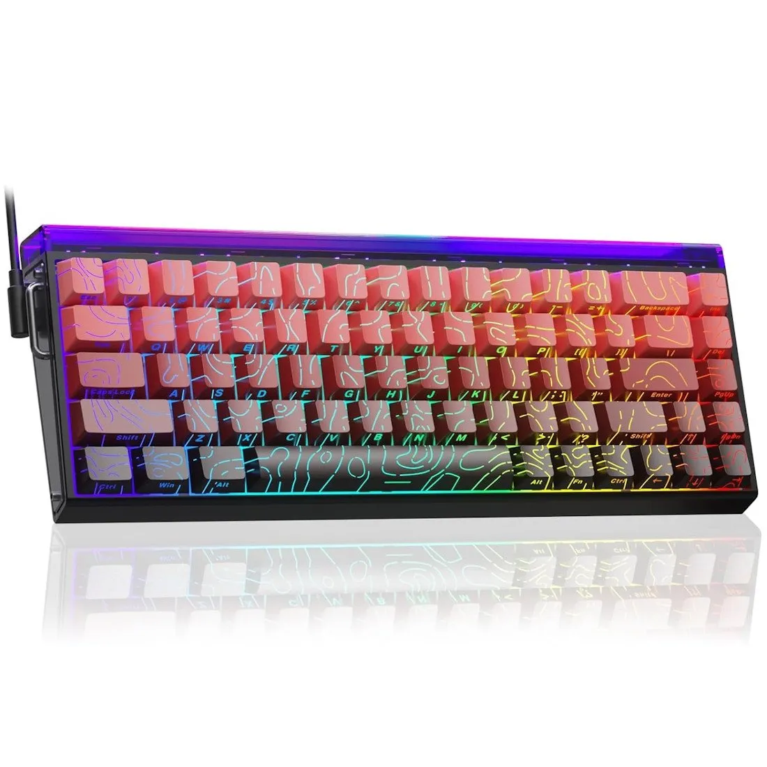 Клавиатура AULA HERO68HE, Magnetic, Black King switch, 68keys EN, wired, Black-Red