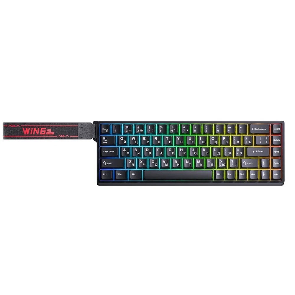 Клавиатура AULA WIN68, Magnetic, Gray Wood switch, 68 keys EN/RU, wired, Black
