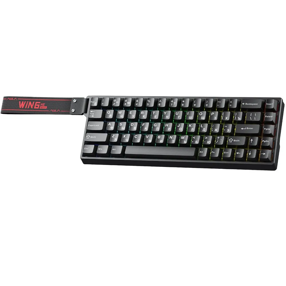 Клавиатура AULA WIN68, Magnetic, Gray Wood switch, 68 keys EN/RU, wired, Black — фото 2