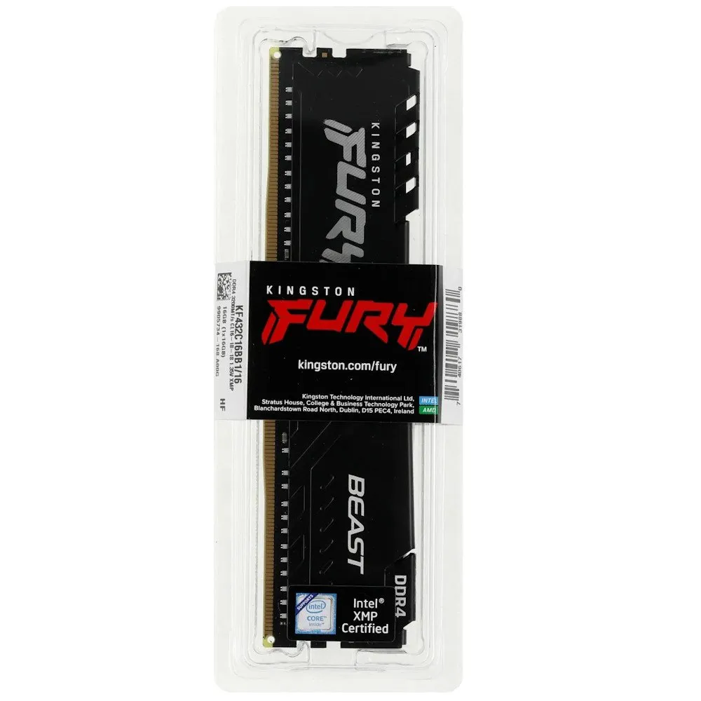Модуль памяти Kingston Fury Beast KF432C16BB1/16WP DDR4 DIMM 16Gb 3200MHz CL16