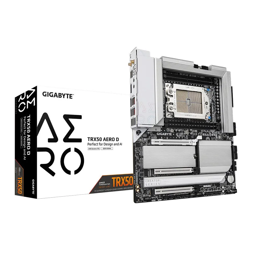 Материнская плата GIGABYTE TRX50 AERO D, sTR5, TRX50, 4xDDR5, DP+2xUSB4, 2xPCIe5.0, 4xM.2, E-ATX