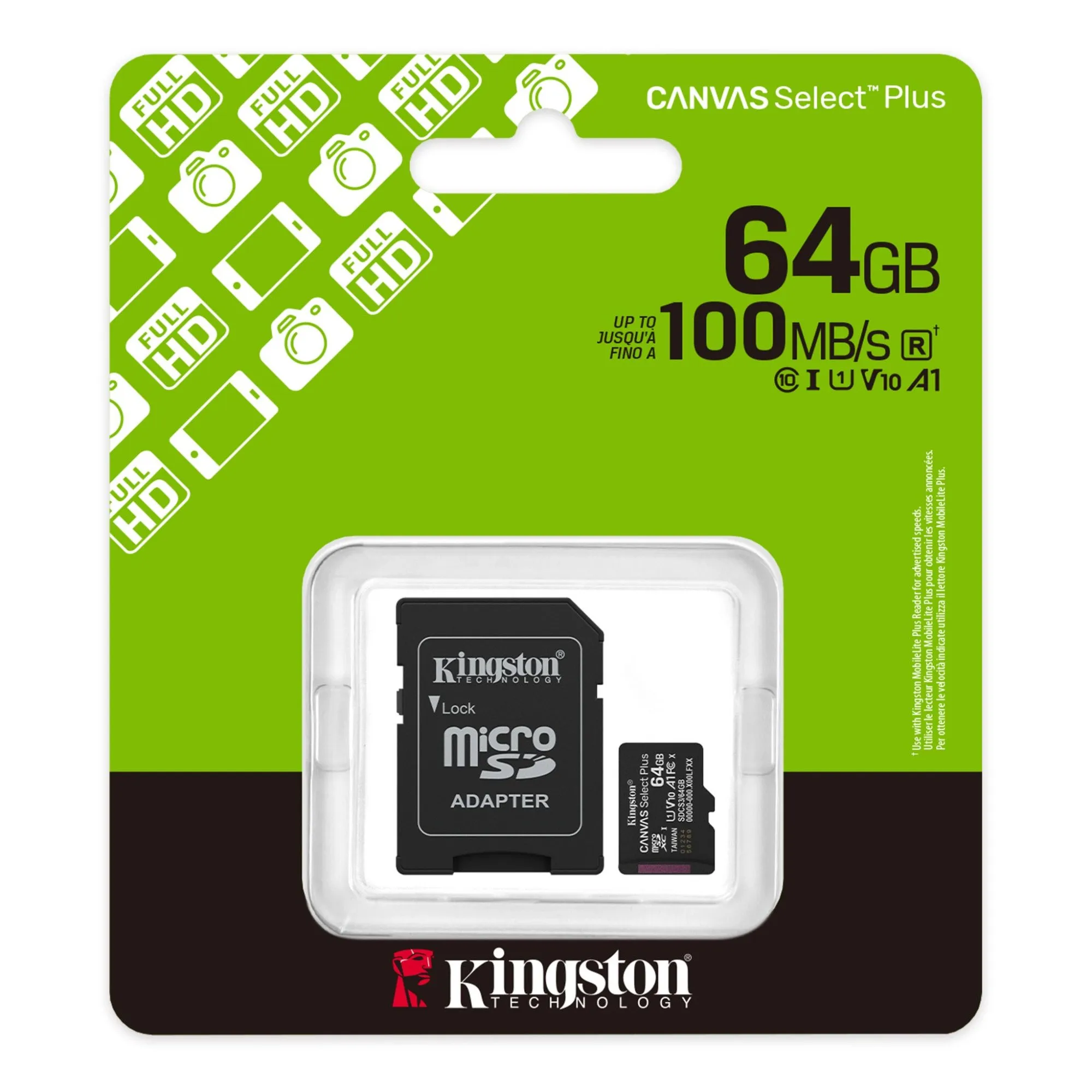 Карта памяти MicroSD 64GB Class 10 UHS-I Kingston SDCS3/64GB — фото 1
