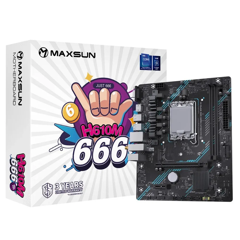 Материнская плата MaxSun MS-H610M 666 WIFI6 D5, LGA1700, 2xDDR5, PCIe4.0, HDMI+VGA, M.2, mATX