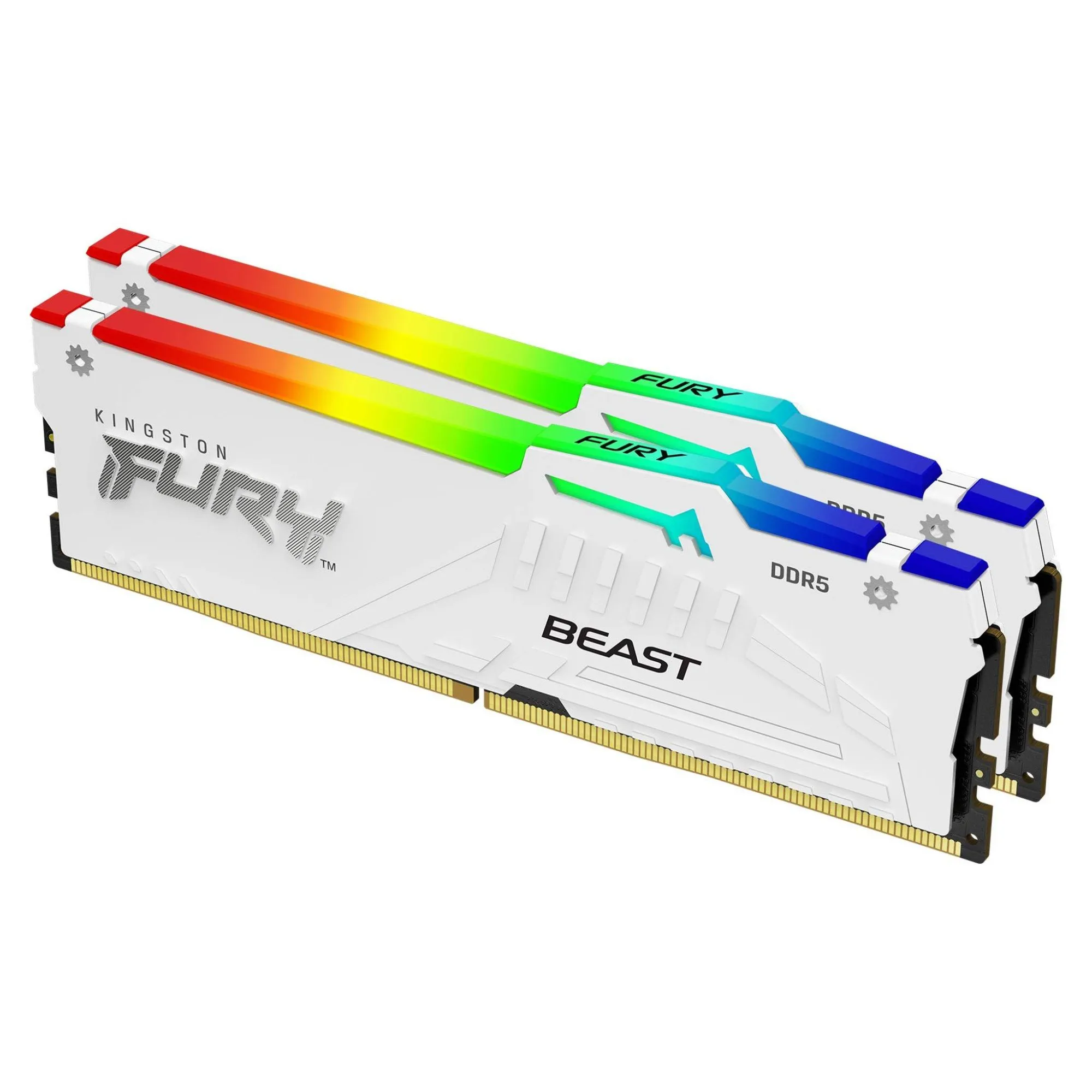 Модуль памяти Kingston Fury Beast White RGB EXPO, DDR5 DIMM 32Gb (KIT 2x16Gb) 5600MHz CL36