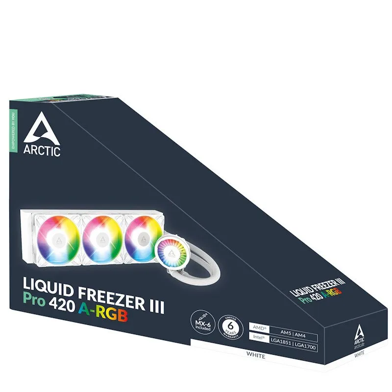 Водяное охлаждение ARCTIC Liquid Freezer III Pro 420 A-RGB(White), ACFRE00189A, S1851/1700/AMD4/5 — фото 4