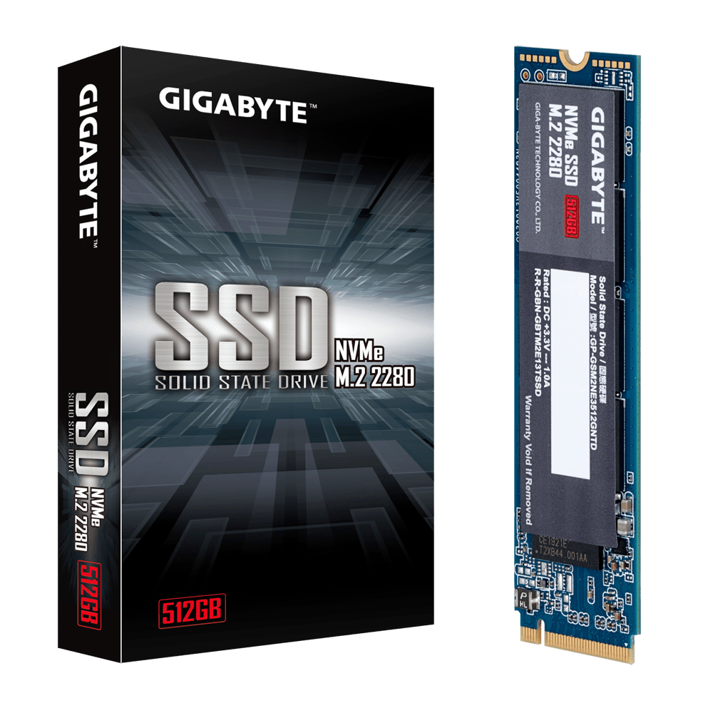 Твердотельный накопитель SSD 512Gb, PCIe3.0x4, GIGABYTE G3NVME512G, M.2 2280, NVMe1.3, R1900/W1200