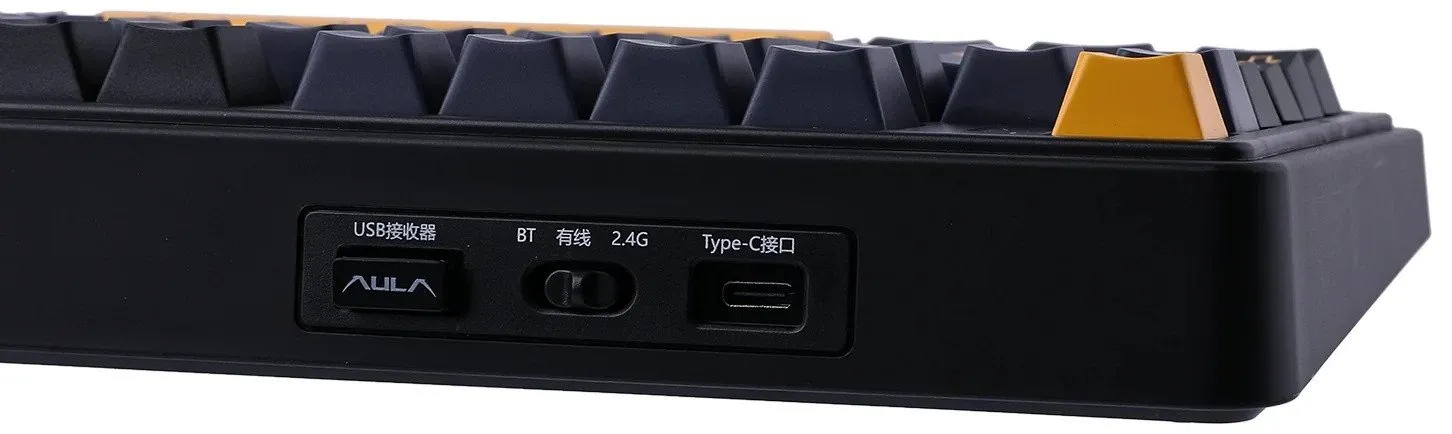 Клавиатура AULA F75, Thunder Black, Black+Dark Blue+Orange, Gray Wood V3, EN/RU/KZ, 2.4/BT/USB-C — фото 6