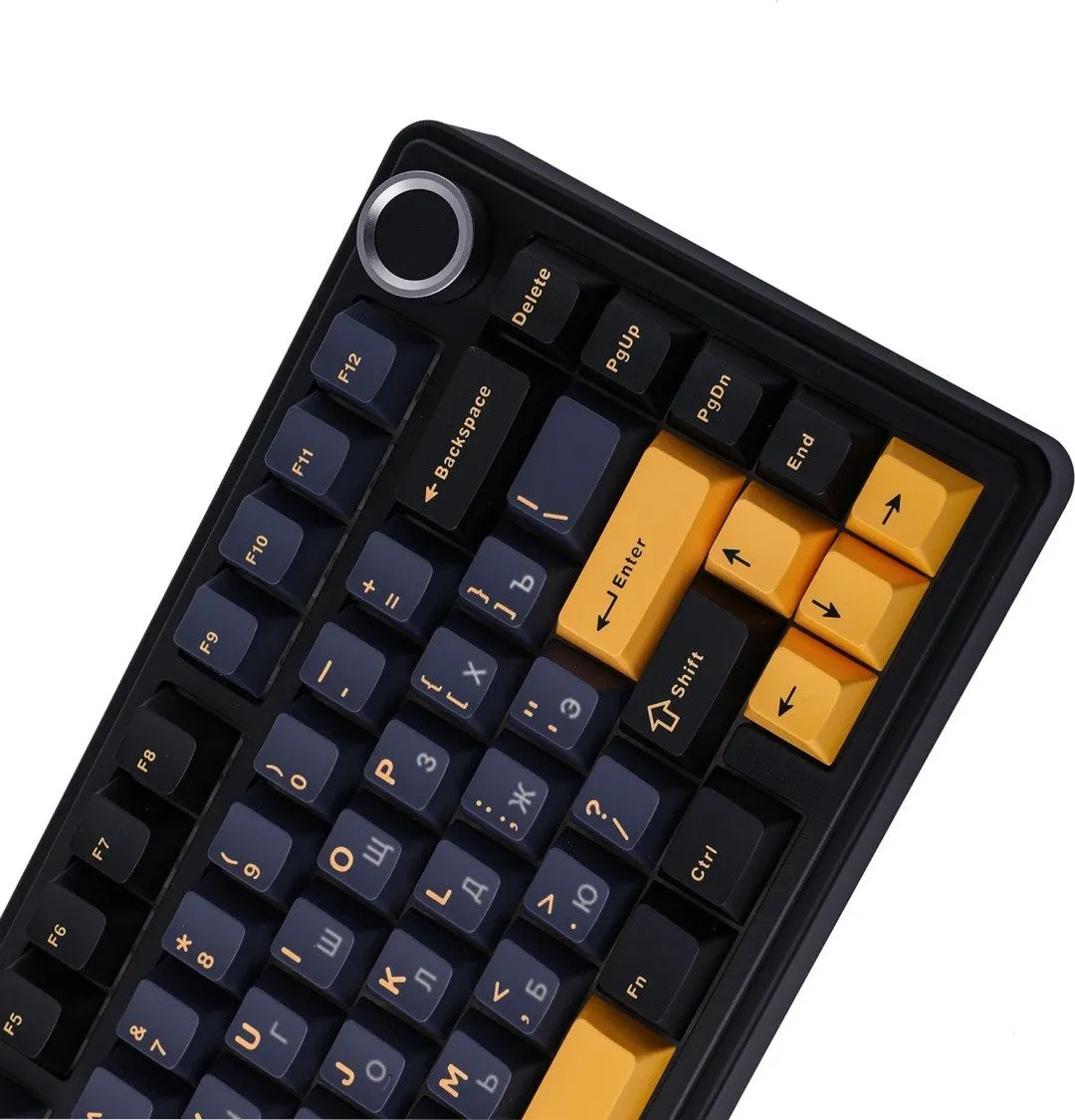 Клавиатура AULA F75, Thunder Black, Black+Dark Blue+Orange, Gray Wood V3, EN/RU/KZ, 2.4/BT/USB-C — фото 3