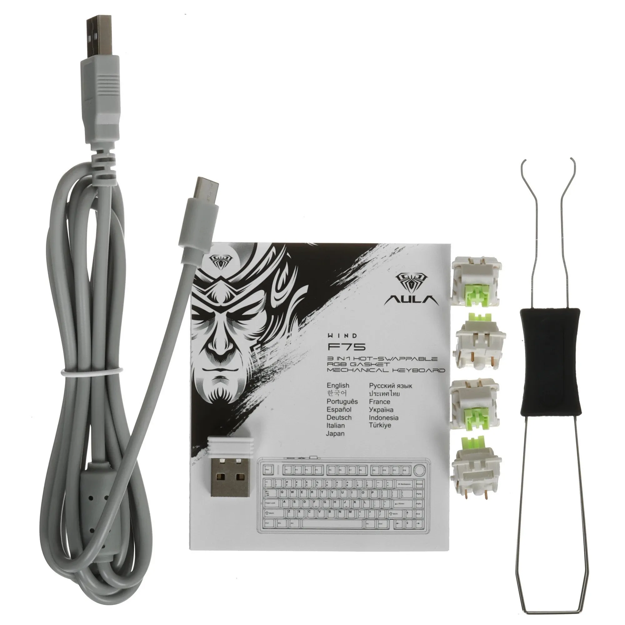 Клавиатура AULA F75, Comix, mechanical, Reaper switch, EN/RU/KZ, 2.4/BT/USB-C — фото 4