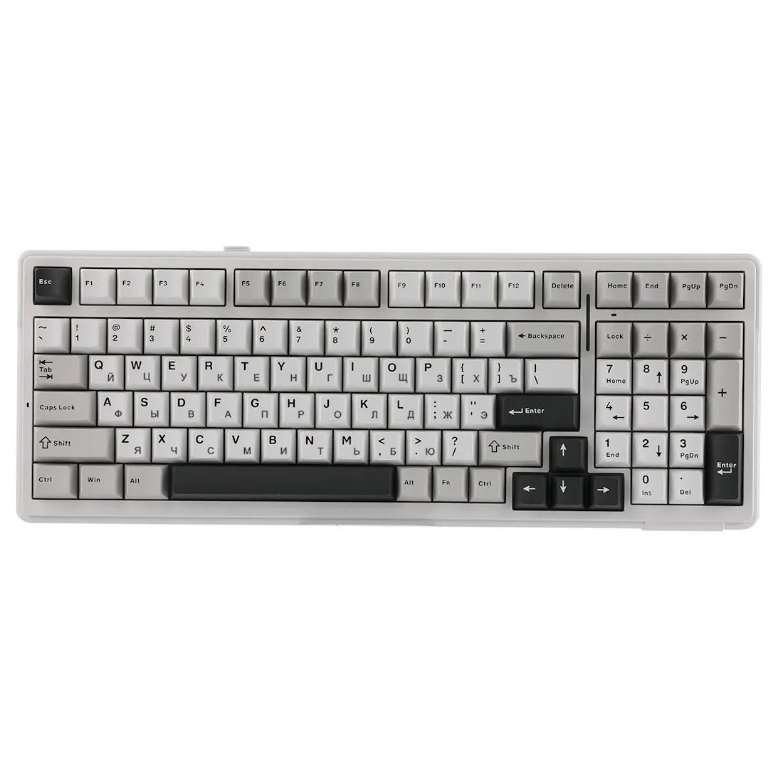 Клавиатура AULA F99, Light Grey+White+Dark Grey, mechanical, Reaper switch, EN/RU/KZ, 2.4/BT/USB-CC — фото 2