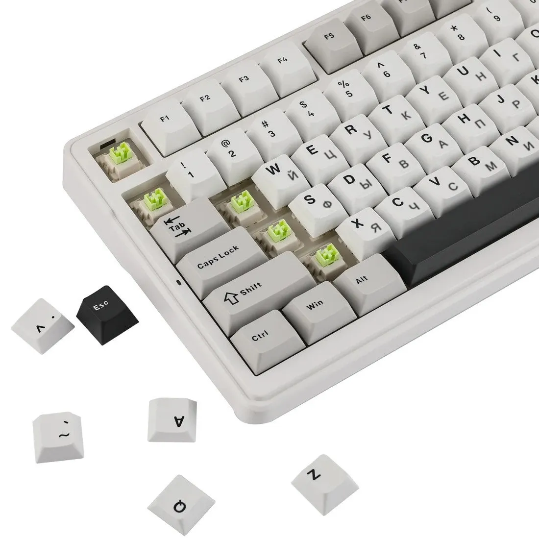 Клавиатура AULA F99, Light Grey+White+Dark Grey, mechanical, Reaper switch, EN/RU/KZ, 2.4/BT/USB-CC — фото 8