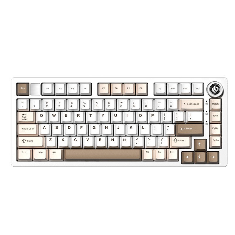Клавиатура AULA Hi75C Pro, White+Brown, mechanical, Turquoise switch, EN/RU/KZ, 2.4/BT/USB-C