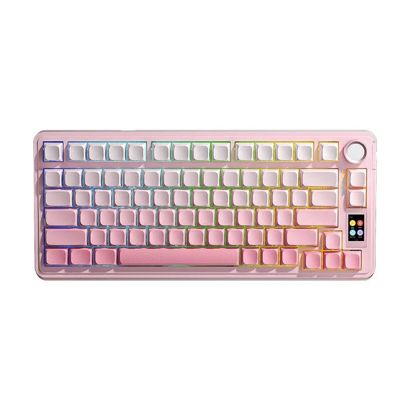 Клавиатура AULA S75 Pro Pink, mechanical, Gray wood switch, EN, 2.4/BT/USB-C