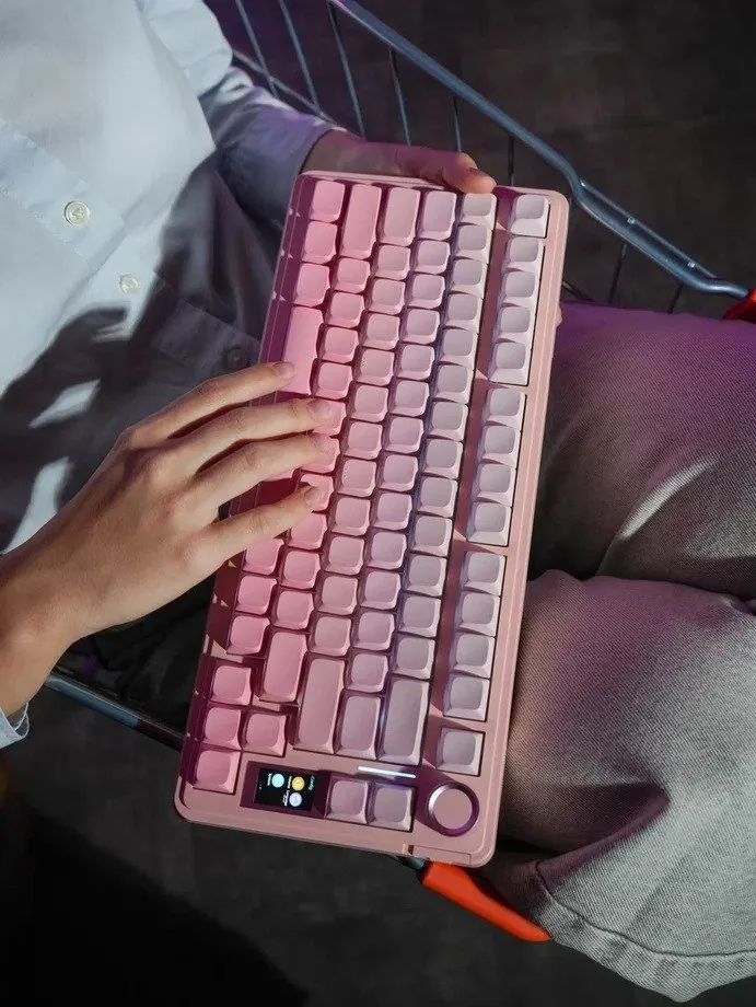Клавиатура AULA S75 Pro Pink, mechanical, Gray wood switch, EN, 2.4/BT/USB-C — фото 4