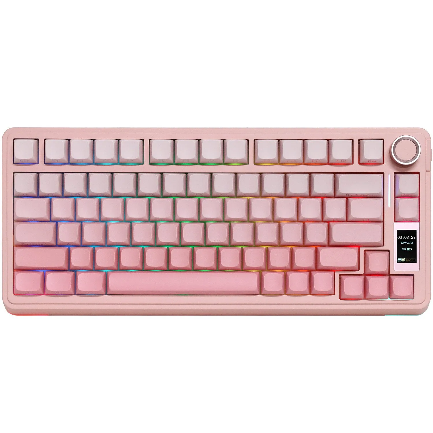 Клавиатура AULA S75 Pro Pink, mechanical, Gray wood switch, EN, 2.4/BT/USB-C