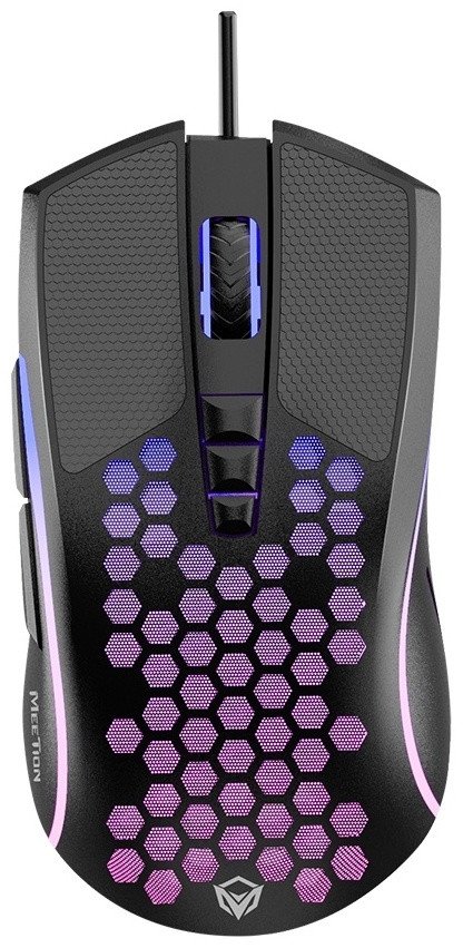 Мышь Meetion GM015 Black, Оптическая, 6400CPI, USB, 8 Button, кабель 1.8 м, Проводная