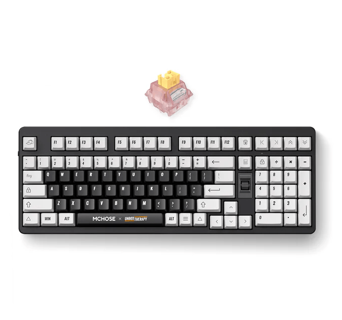 Клавиатура MCHOSE UT98-2, Black-White, Silent Peach V3 Switch, BT5.0/USB-C/2.4GHz, 10000mAh,