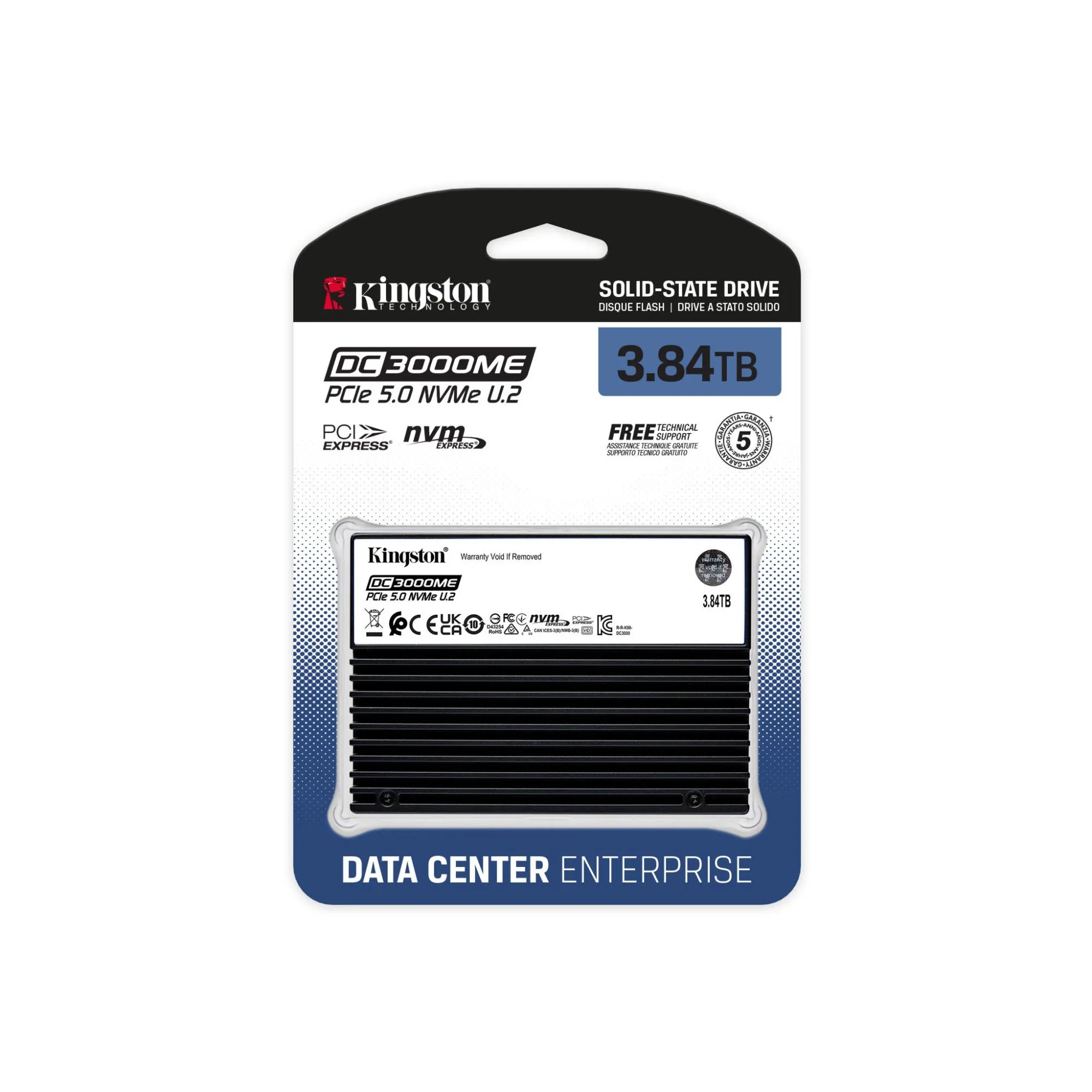 Твердотельный накопитель SSD 3,84 Tb, Kingston DC3000ME, SEDC3000ME/3T8, U.2 PCIe Gen5 x 4 NVMe