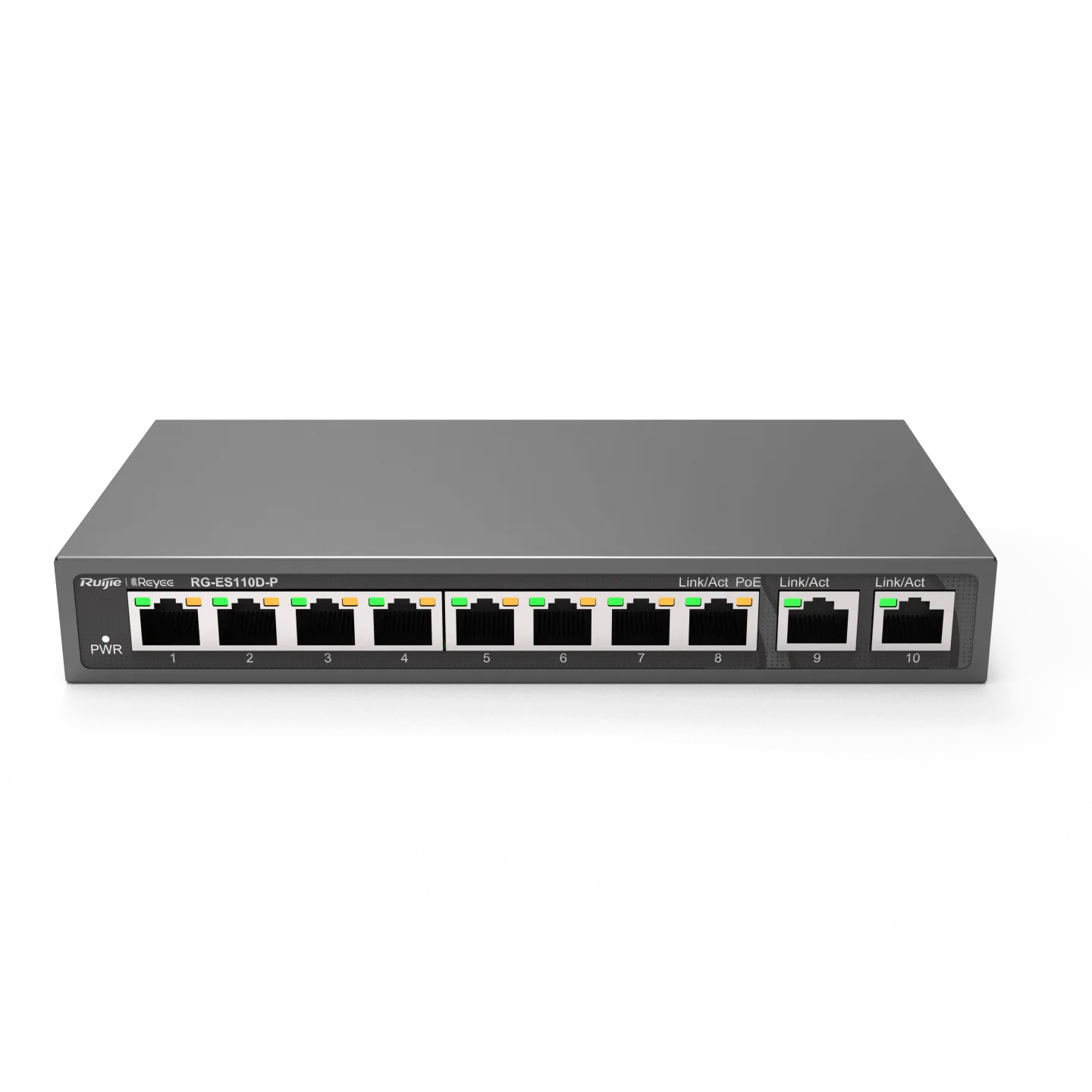 Коммутатор неуправляемый Reyee RG-ES110D-P, 8x10/100 PoE, 2x10/100 Uplink, PoE 110W — фото 4