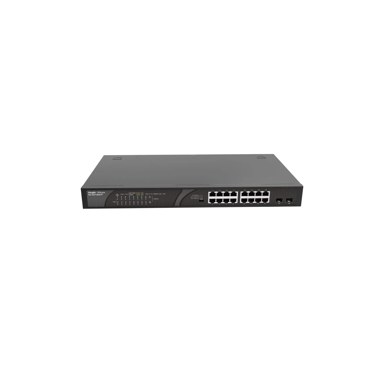 Коммутатор неуправляемый Reyee RG-ES118GS-P, 16Gb x PoE, 2 SFP Uplink, PoE 247W — фото 3