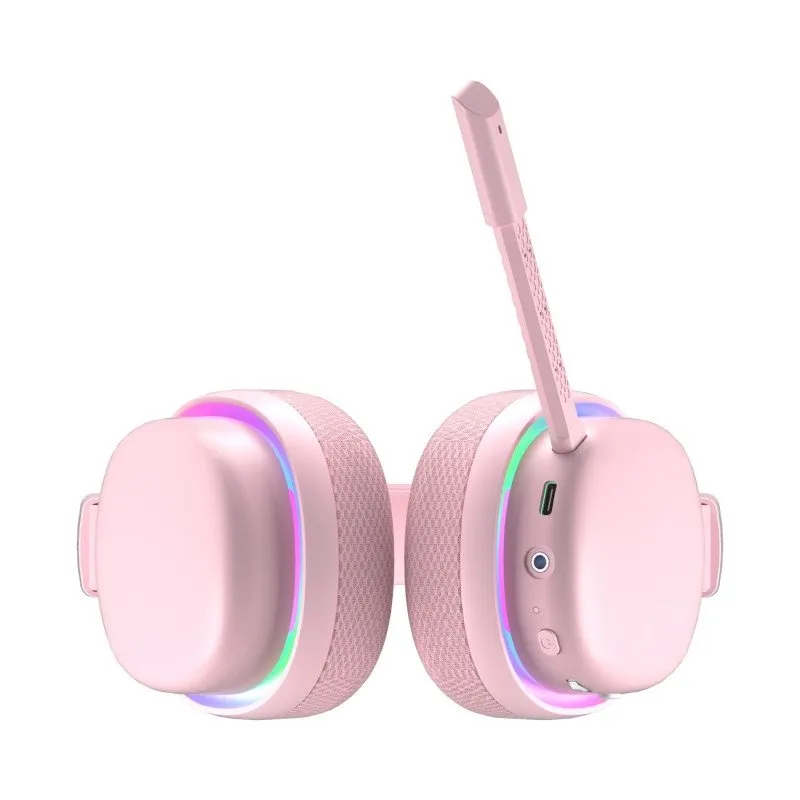 Наушники с микрофоном AULA G7 Pink, BT/2.4G/Wired, 1000mAh, RGB — фото 3