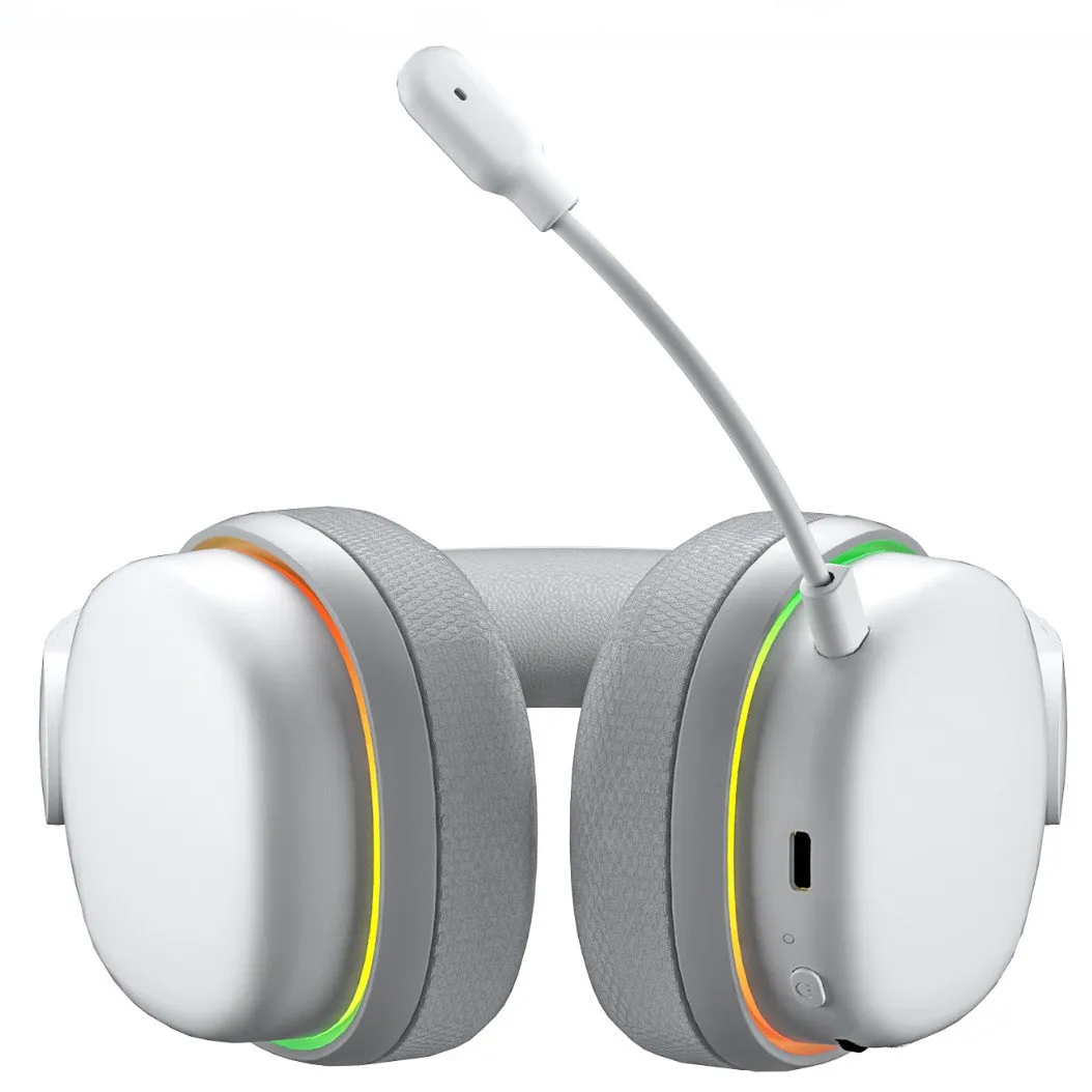Наушники с микрофоном AULA G7 Pro White, BT/2.4G/Wired, 1000mAh, RGB, 7.1 sound effect — фото 4