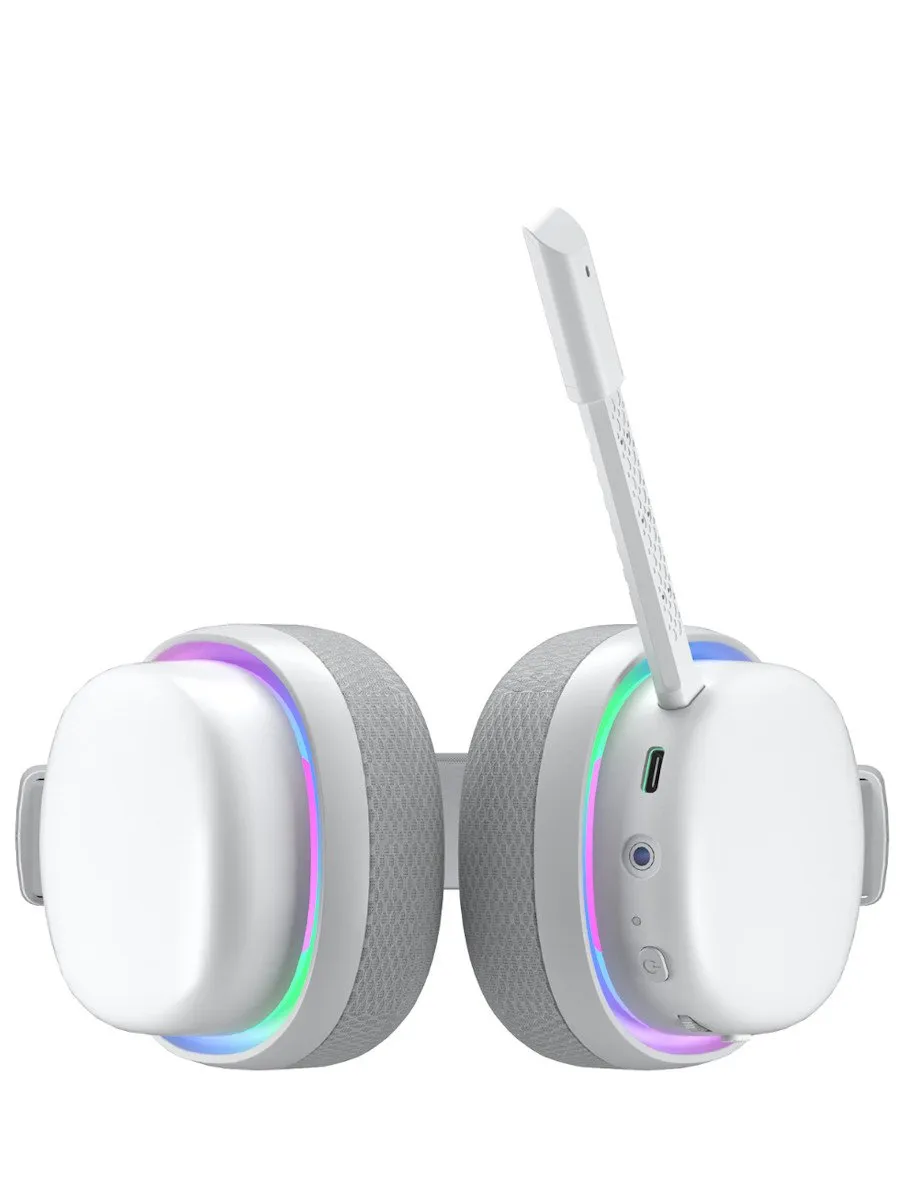 Наушники с микрофоном AULA G7 White, BT/2.4G/Wired, 1000mAh, RGB — фото 4