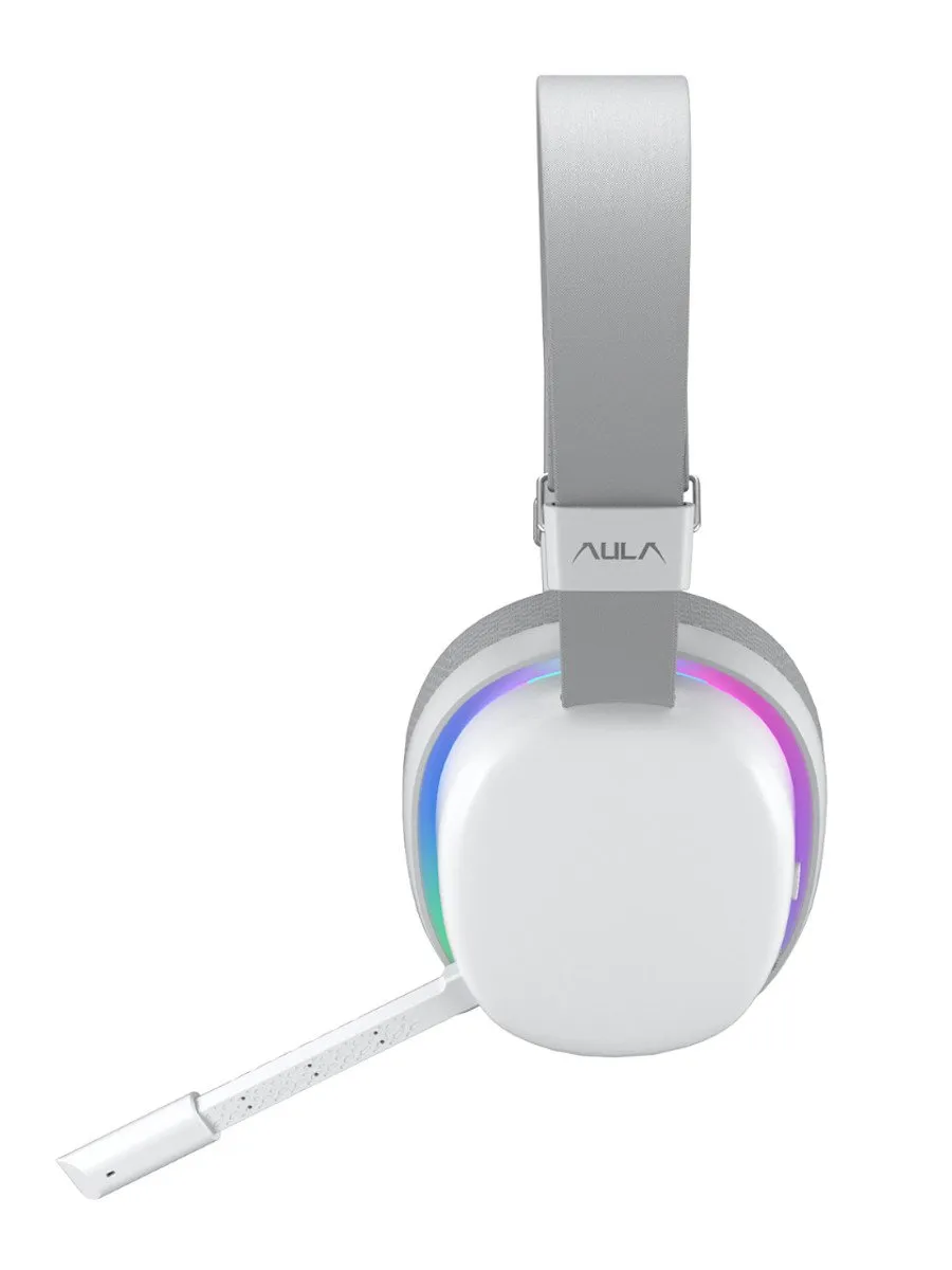 Наушники с микрофоном AULA G7 White, BT/2.4G/Wired, 1000mAh, RGB — фото 2