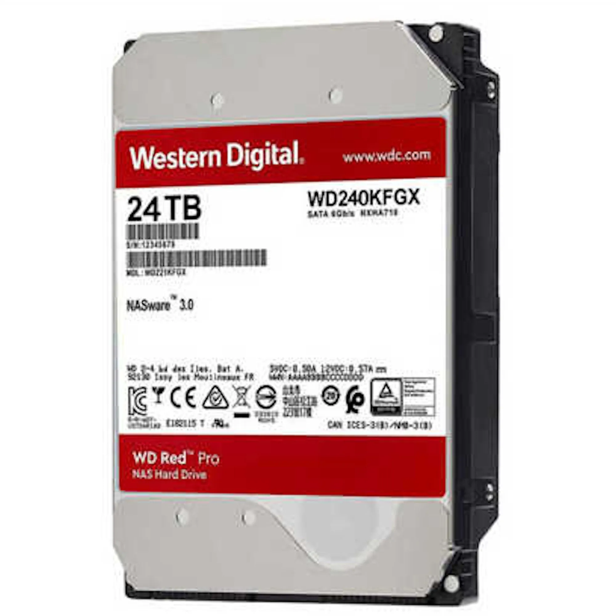 Жёсткий диск HDD 24Tb SATA 6Gb/s Western Digital Red Pro WD240KFGX 3.5" 7200rpm 512Mb, CMR