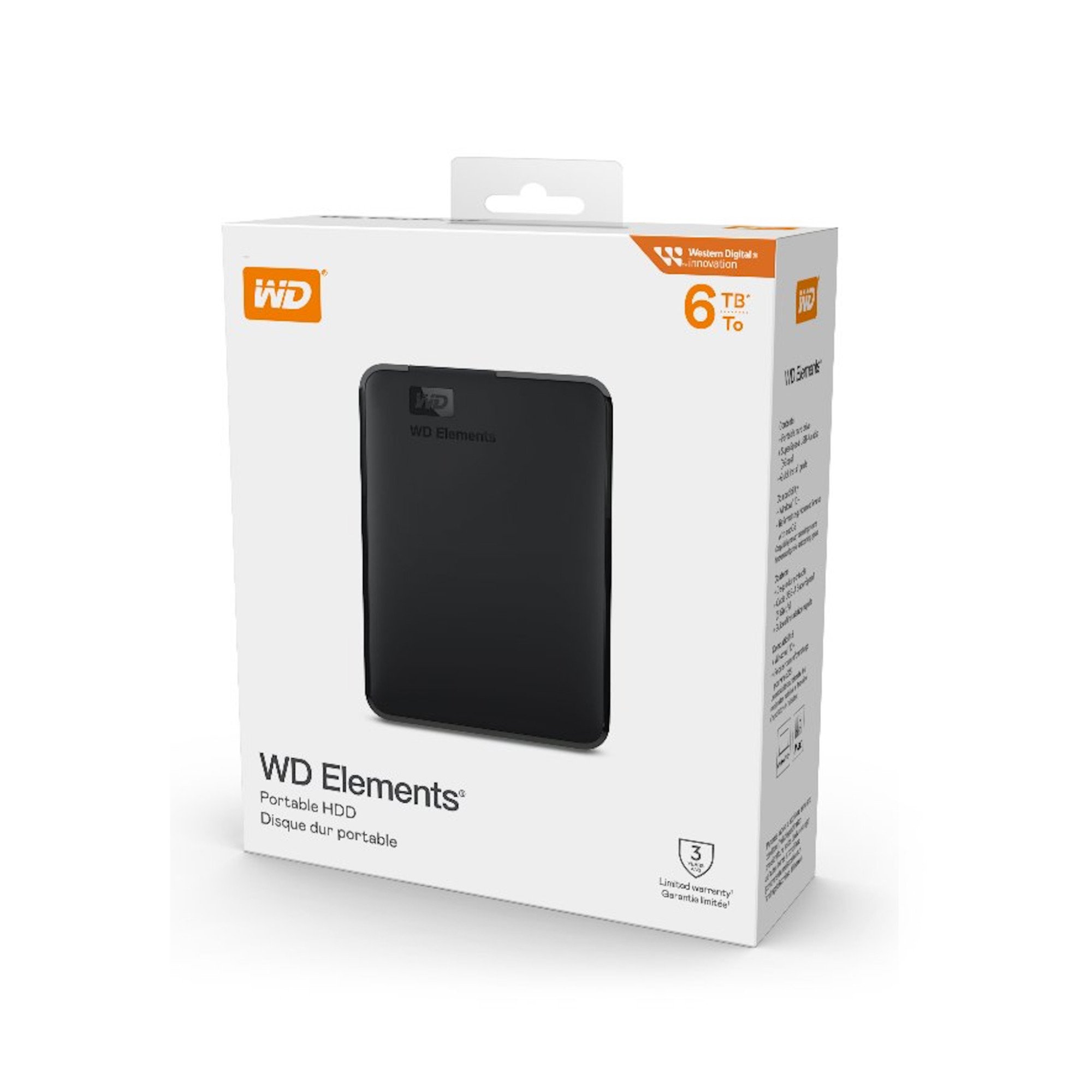 Внешний SSD диск 6Tb, WD Elements Portable WDBHJS0060BBK-WESN, 2'50