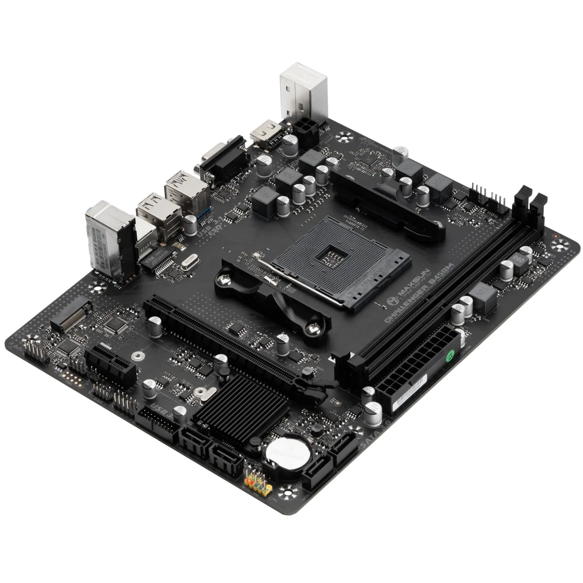 Материнская плата MaxSun Challenger B450M (V0), AM4, 2xDDR4, PCIe3.0, HDMI+VGA, M.2, mATX — фото 3