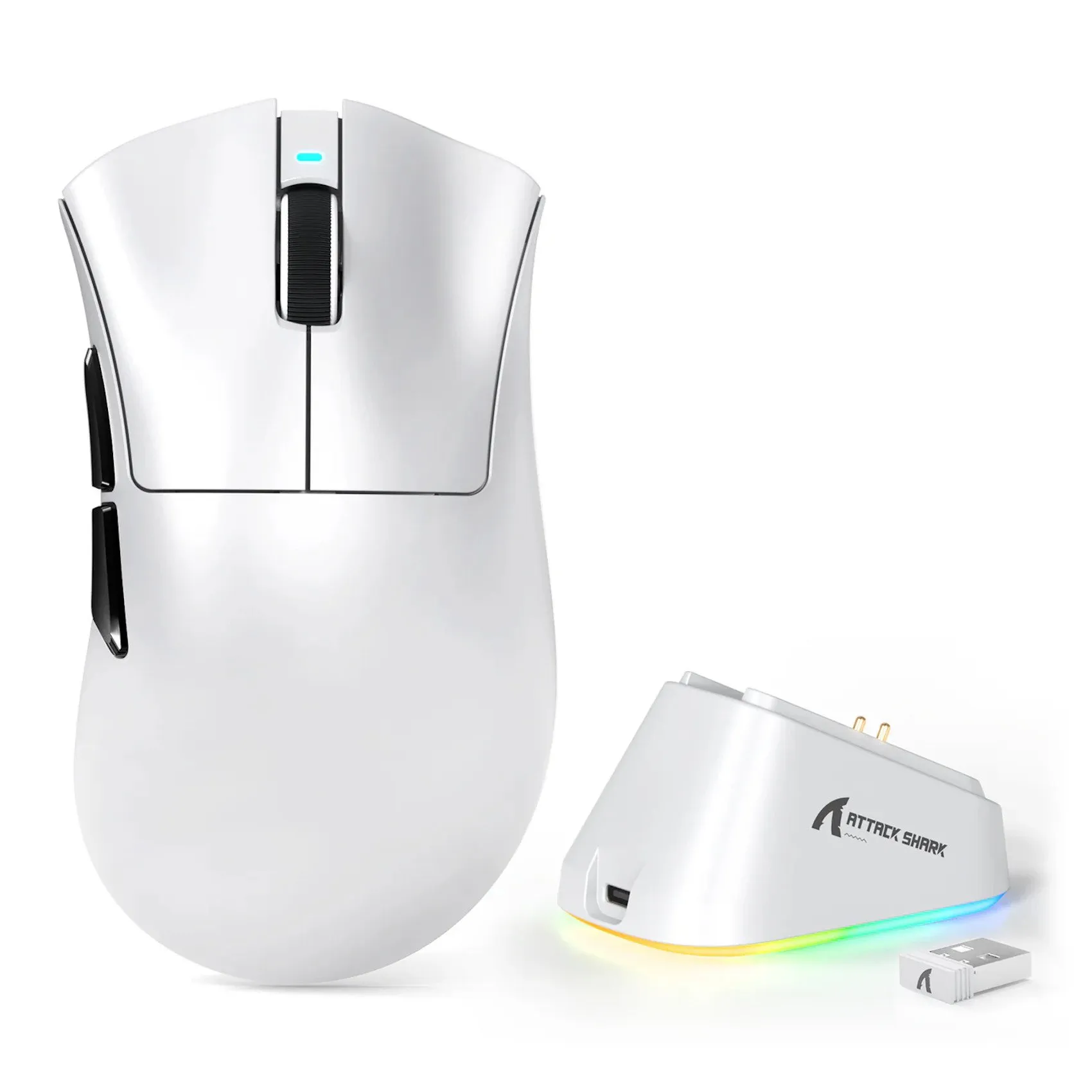 Мышь Attack Shark V3 PRO White, PAW3311, 25000 DPI, 2.4/BT/USB-C, 100 Million Clicks, 500mAh, 62±3g