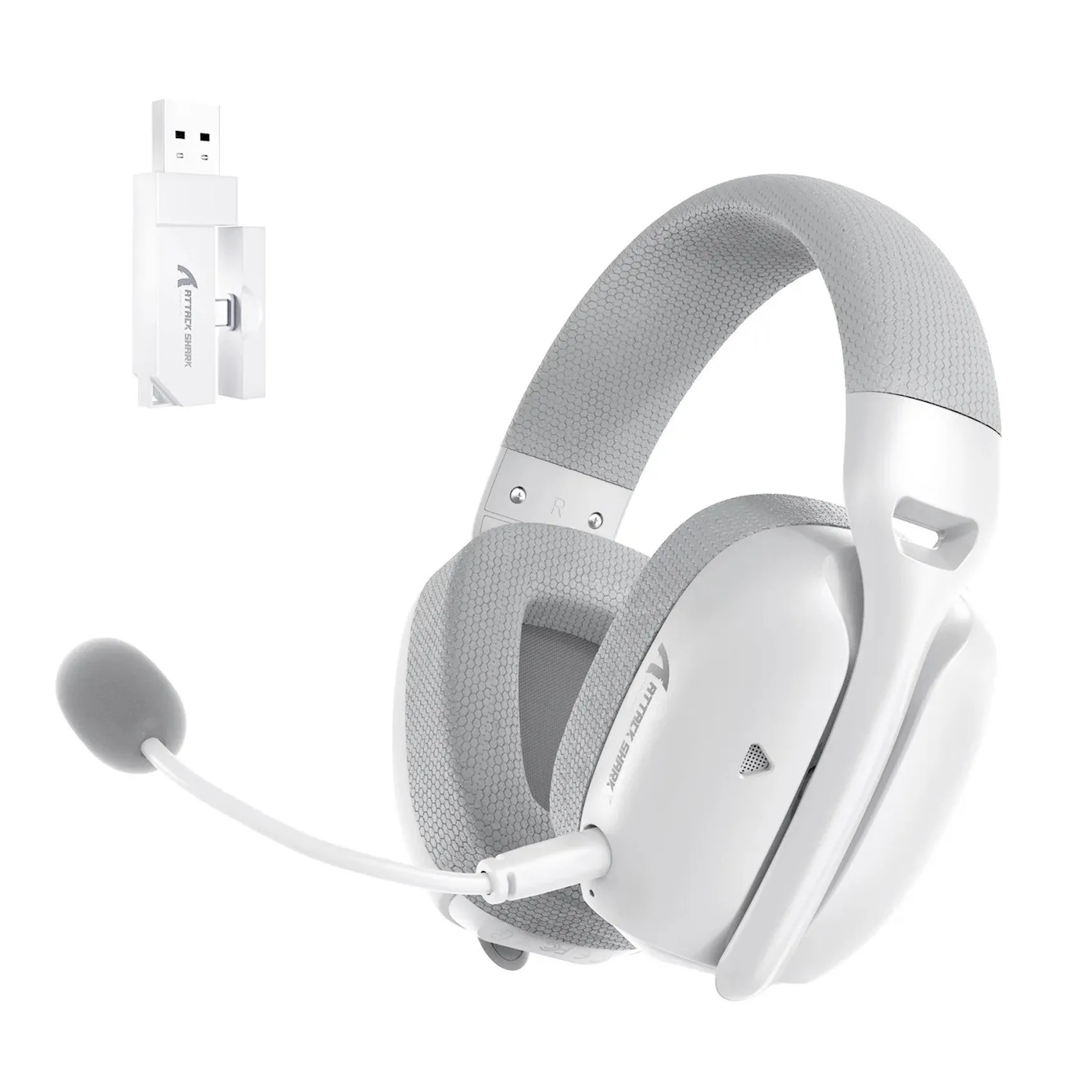 Наушники Attack Shark L80 PRO White, 2.4/BT/USB-C, 40mm Driver, 300mAh, Latency 20ms, 203g