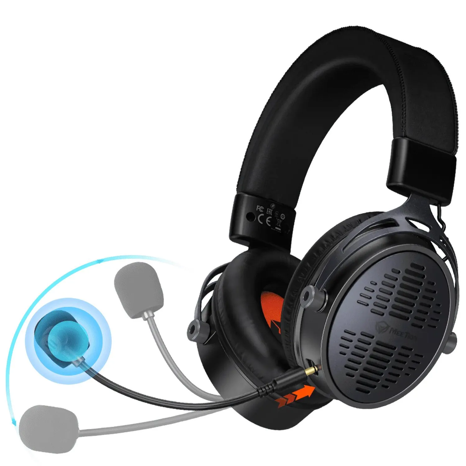Гарнитура Meetion BTH013 Black, Wireless, 20~20,000Hz, 118±3dB, 50mm Drivers, 2.4G/BT5.3, 1200mAh — фото 3