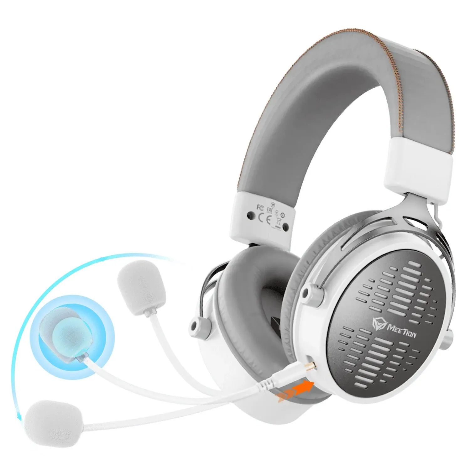 Гарнитура Meetion BTH013 White, Wireless, 20~20,000Hz, 118±3dB, 50mm Drivers, 2.4G/BT5.3, 1200mAh — фото 3