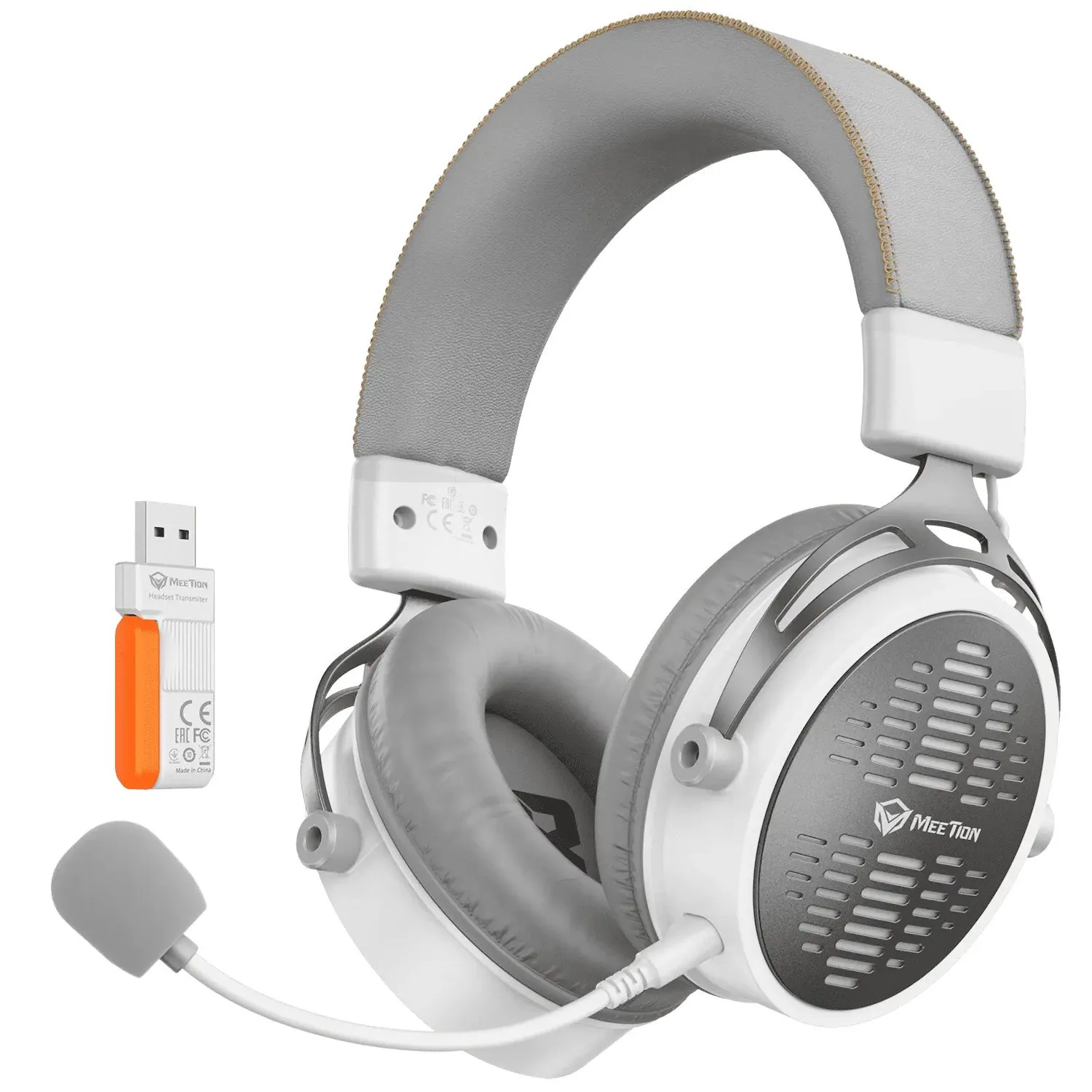 Гарнитура Meetion BTH013 White, Wireless, 20~20,000Hz, 118±3dB, 50mm Drivers, 2.4G/BT5.3, 1200mAh — фото 2