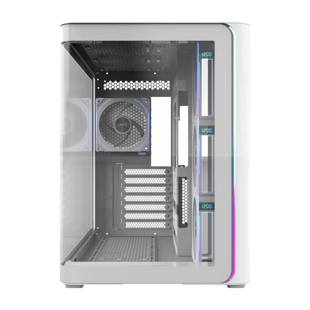 Компьютерный корпус FSP M580 Plus, Без БП, 2xUSB3.0/Type-C, 4xARGB 120mm, Curved Glass, White, ATX — фото 2