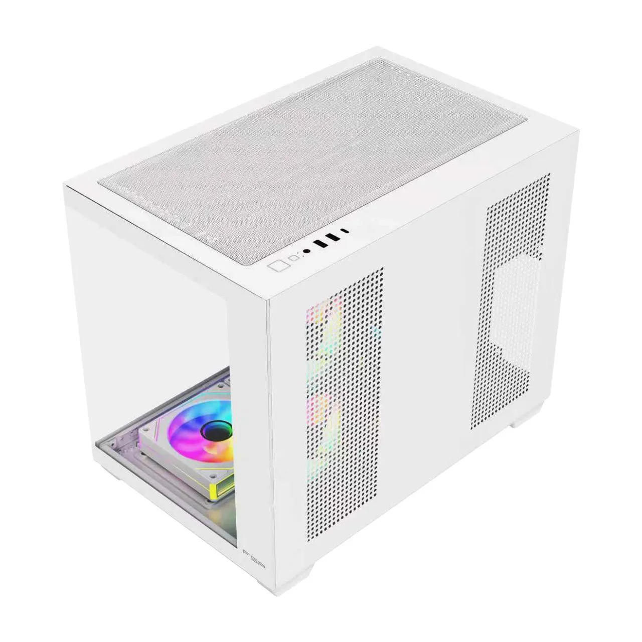 Компьютерный корпус FSP S342-WA, Без БП, 2xUSB3.0+Type-C, 6xARGB 120mm, 2xGlass, White, mATX — фото 3