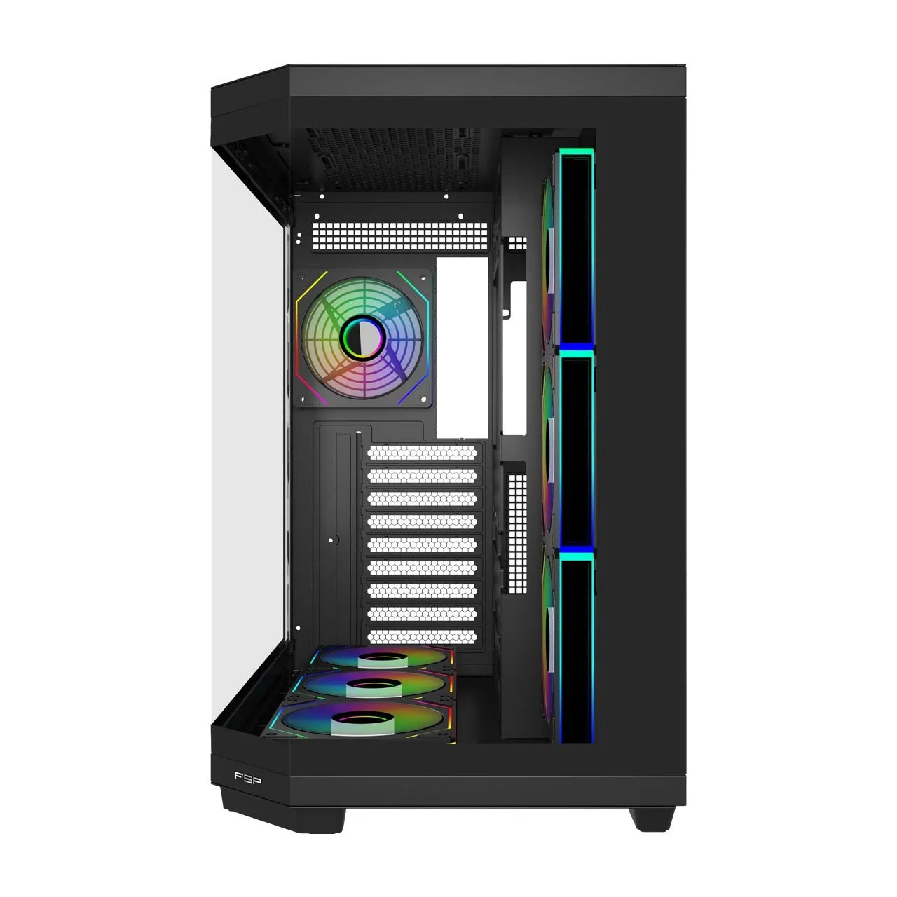 Компьютерный корпус FSP U580-BA, Без БП, 2xUSB3.0/Type-C, 7xARGB 120, Curved Glass, Black, ATX(BTF) — фото 4