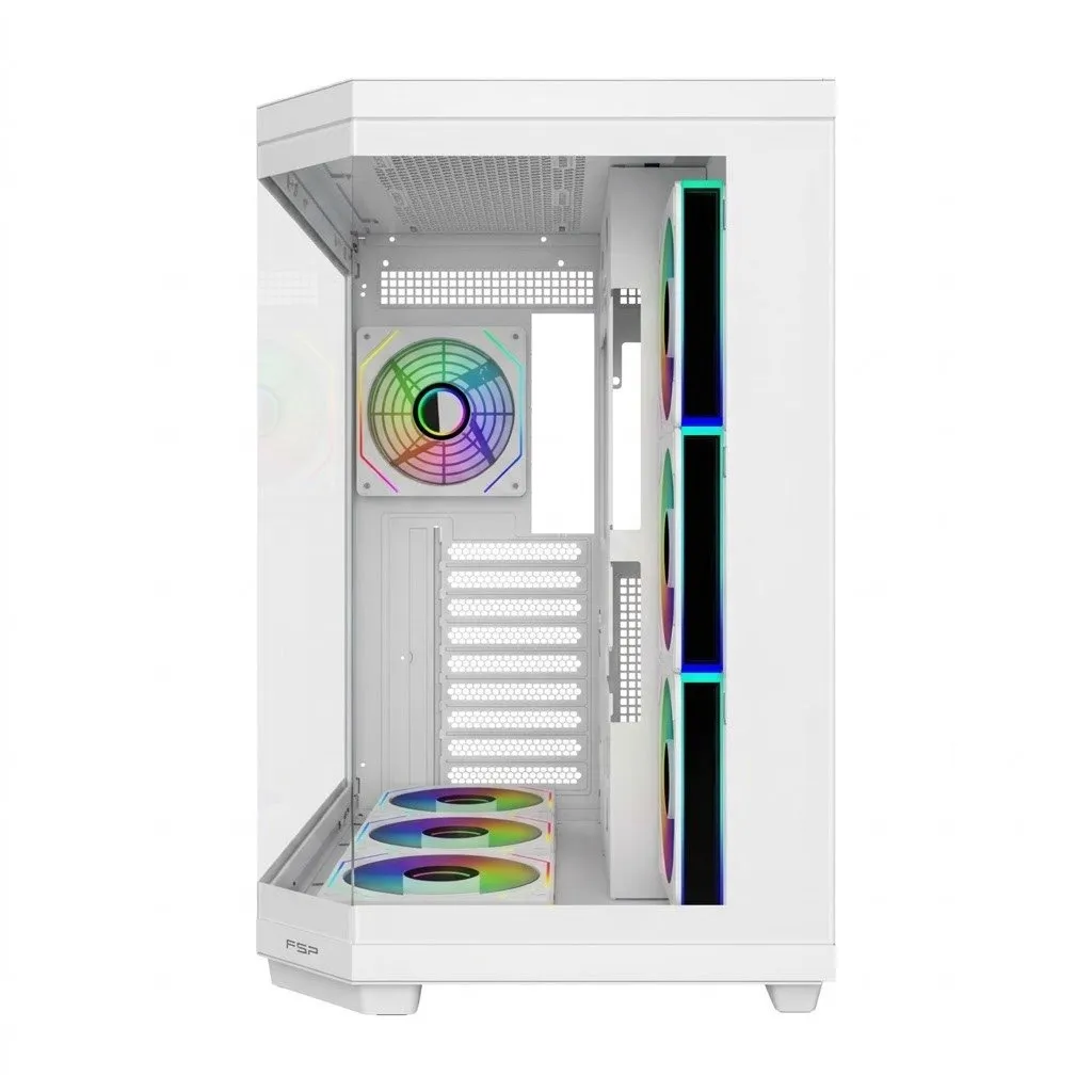 Компьютерный корпус FSP U580-WA, Без БП, 2xUSB3.0/Type-C, 7xARGB 120, Curved Glass, White, ATX(BTF) — фото 2