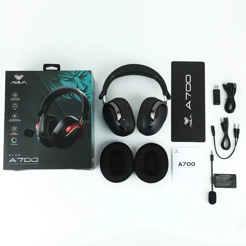 Наушники с микрофоном AULA A700 Black & Gray, ANC, 50mm,1500mAh, BT/2.4/Type-C — фото 10