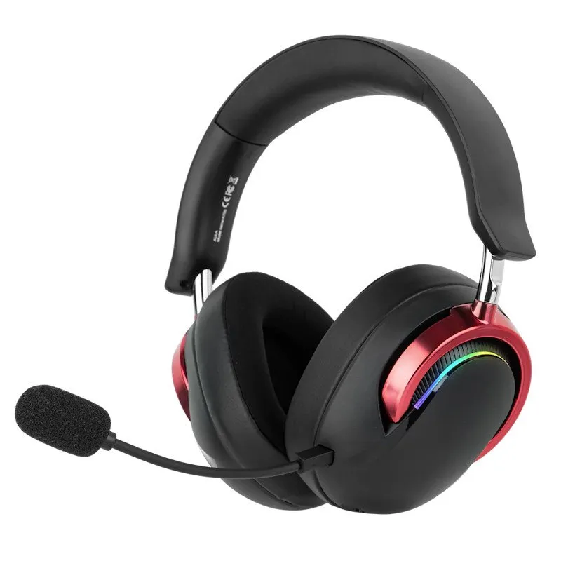 Наушники с микрофоном AULA A700 Black & Red, ANC, 50mm,1500mAh, BT/2.4/Type-C — фото 3