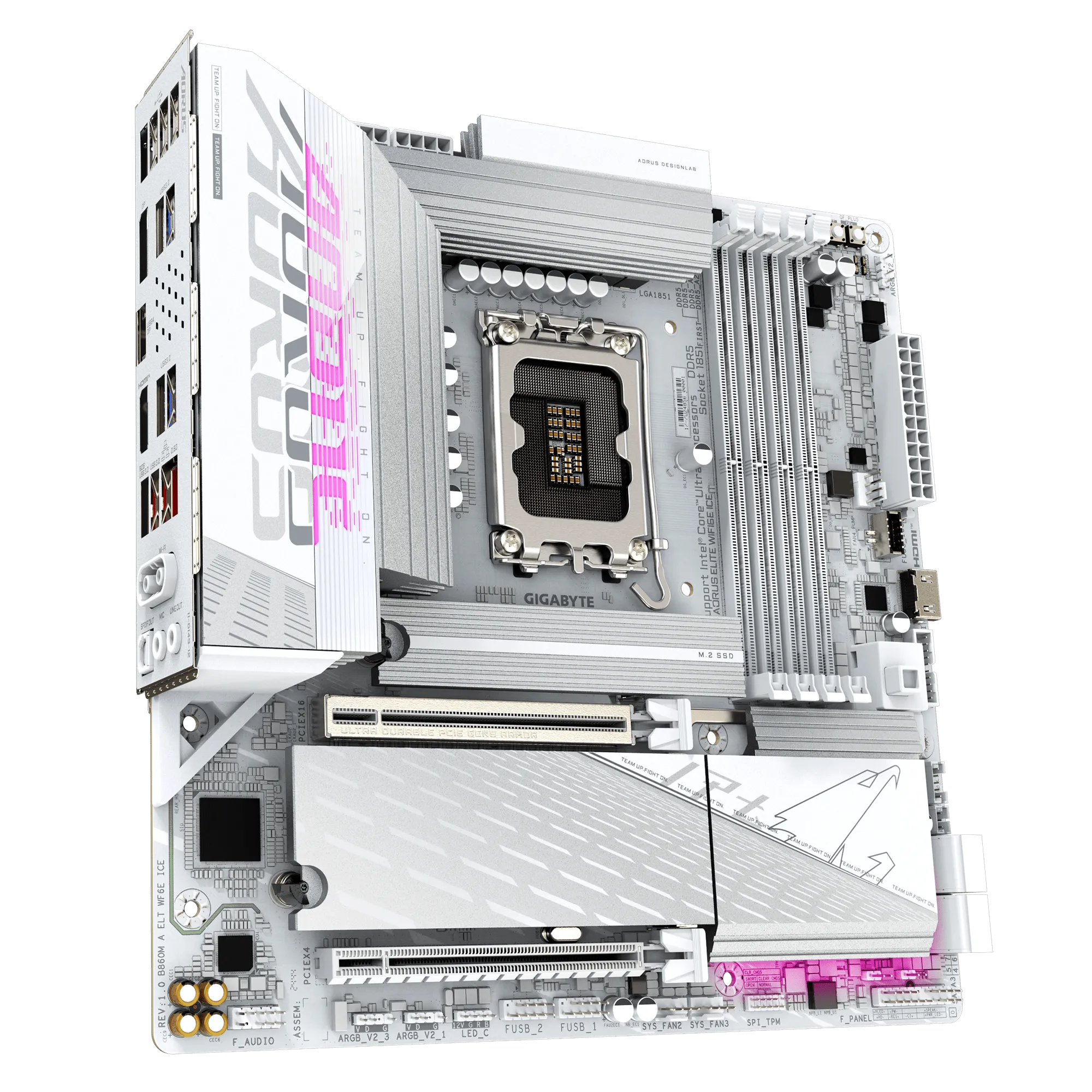 Материнская плата GIGABYTE B860M AORUS ELITE WIFI6E ICE, LGA1851, 4xDDR5, 2xHDMI+DP, 3xM.2, mATX — фото 3