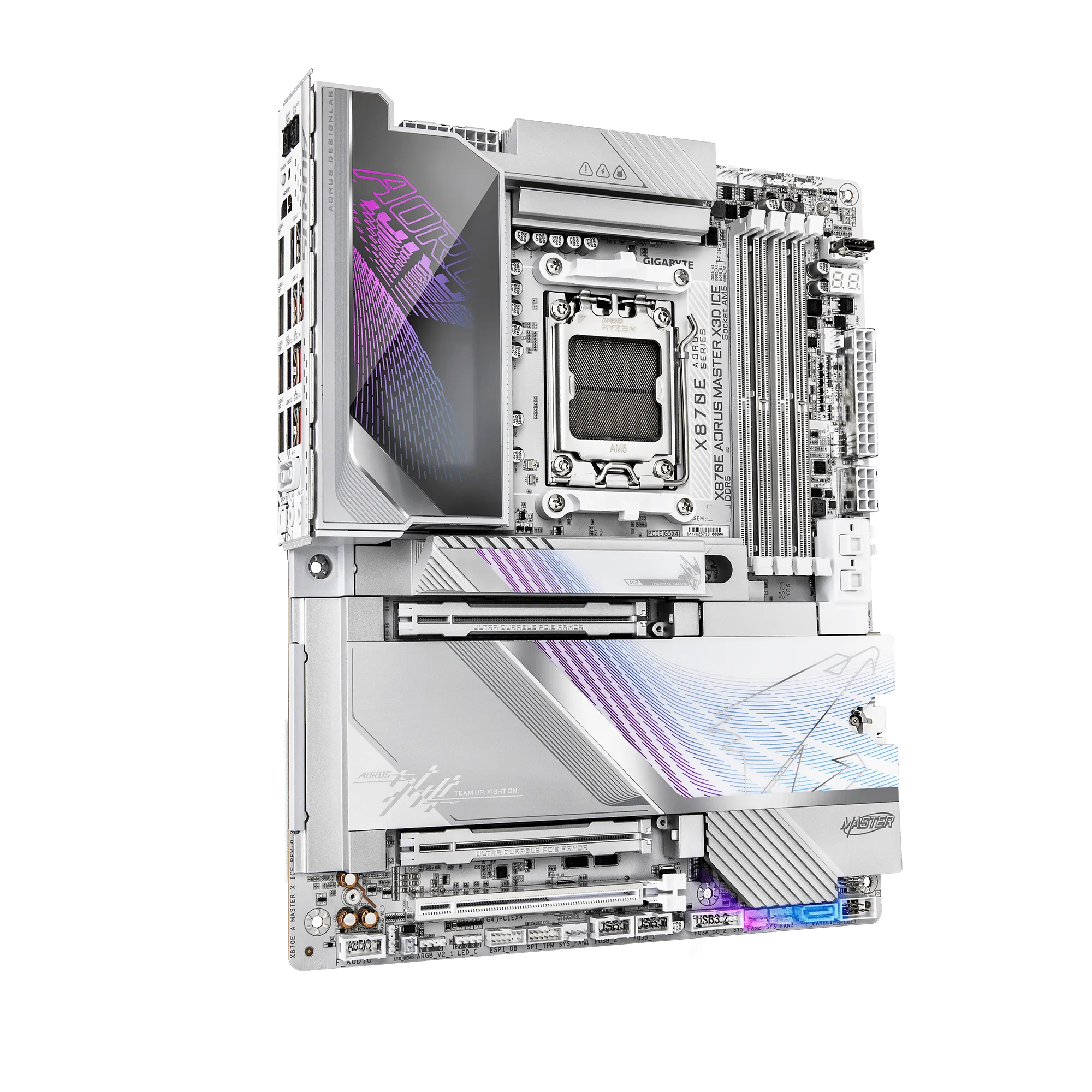 Материнская плата GIGABYTE X870E AORUS MASTER X3D ICE, AM5, 4xDDR5, PCIe5.0, HDMI+2xUSB4, 2xM.2, ATX — фото 3